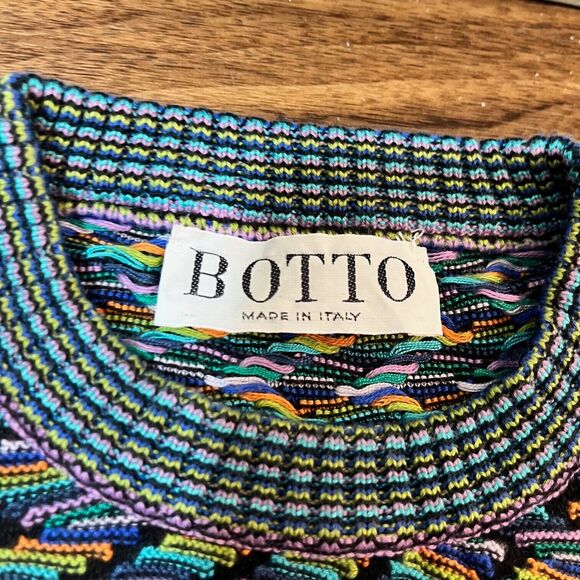 VTG Botto Made In Italy Sweater Mens XL 54 Multicolor Crewneck Cotton Blend Y2K - Picture 2 of 7